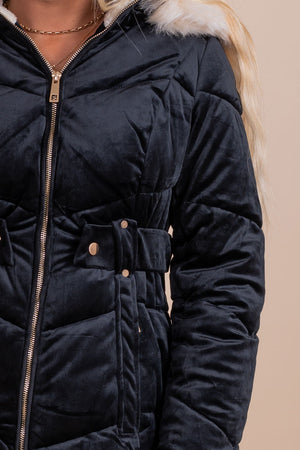 winter velvet fur lined coat