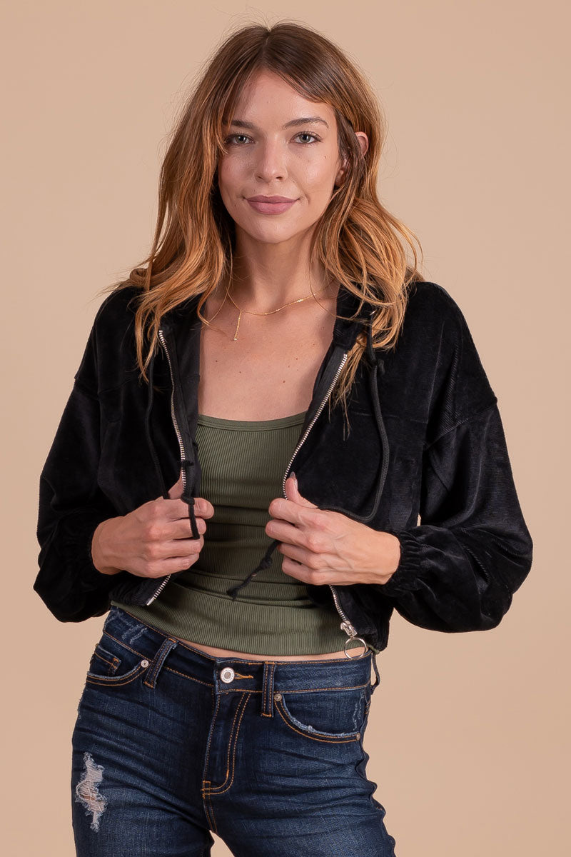 Just Another Dreamer Cropped Zip-Up Jacket