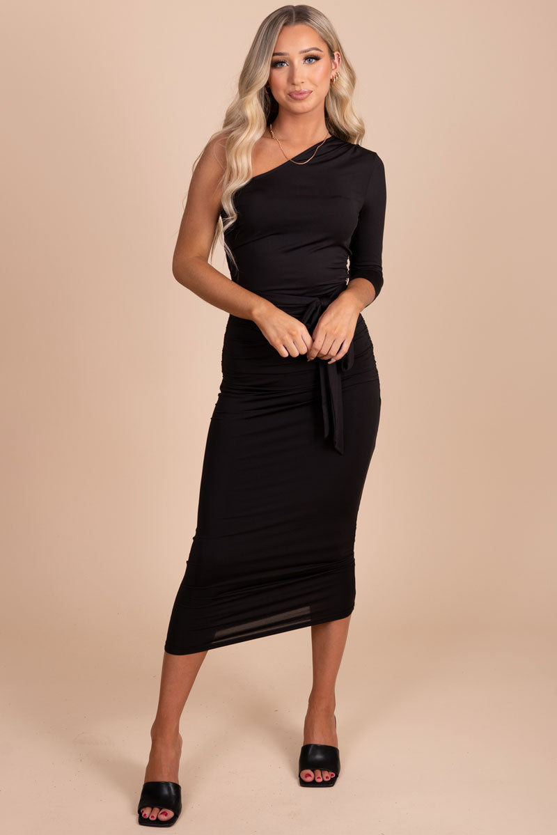 How Lovely You Are One-Shoulder Midi Dress