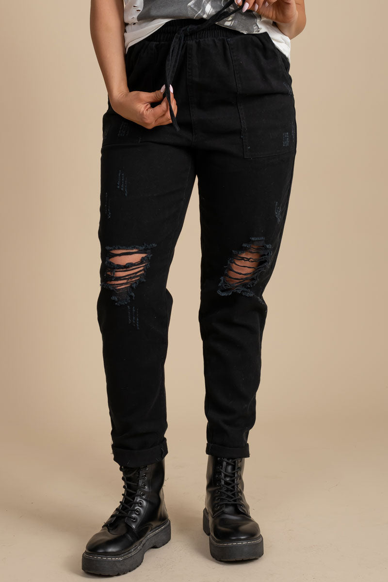 Go With The Flow Distressed Joggers