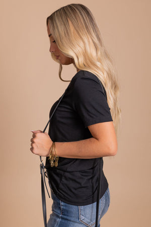affordable women's black basic t-shirt 