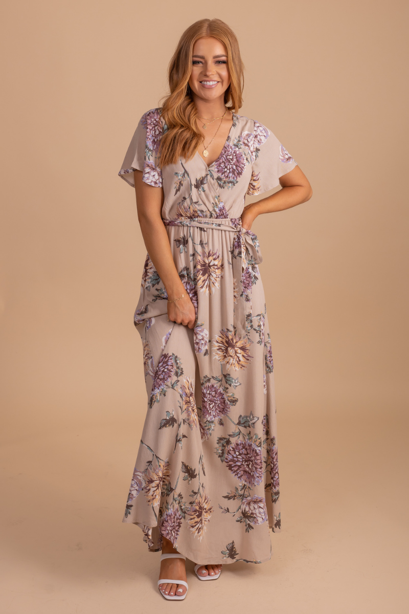 short sleeve floral maxi dress