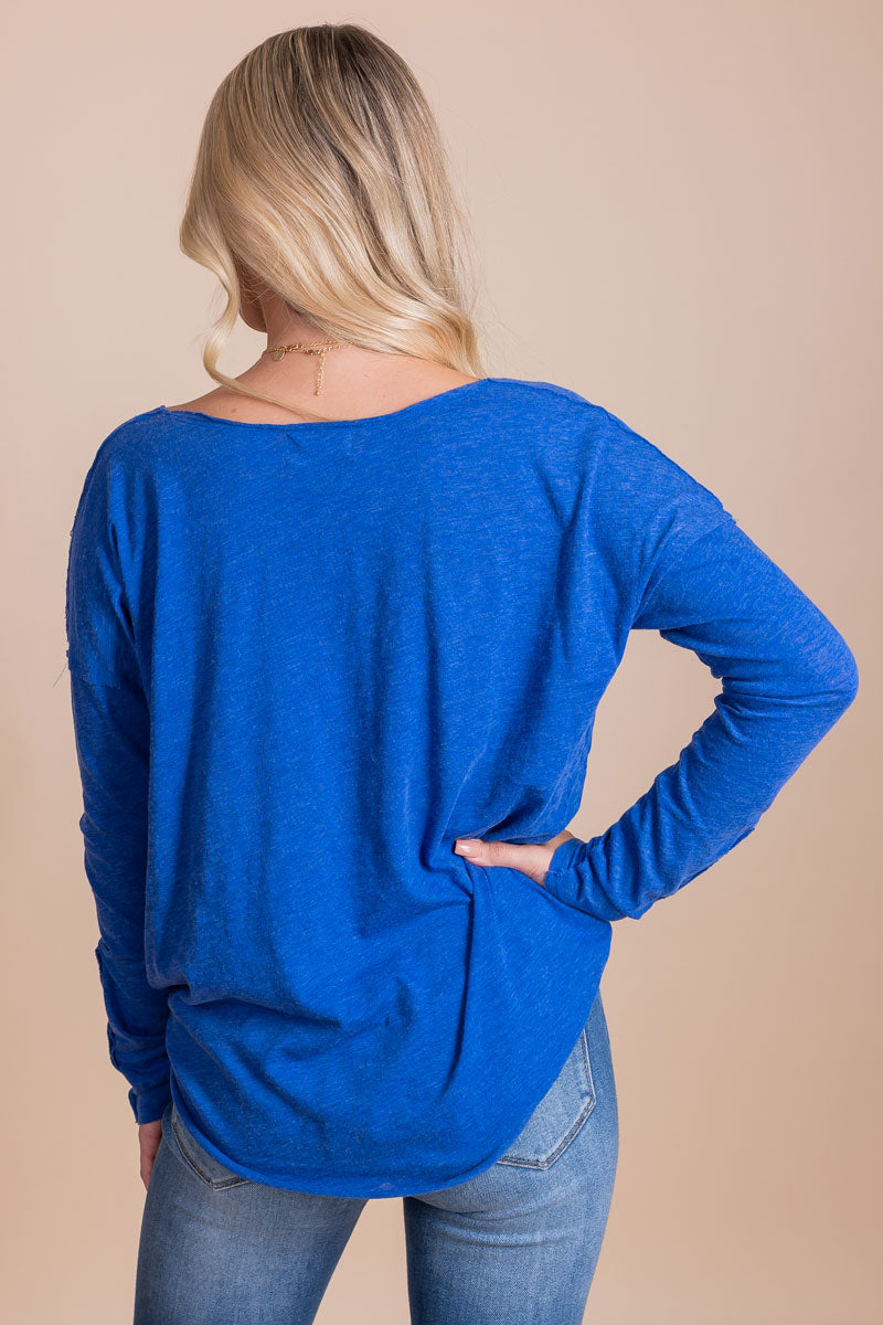 Women's Long Sleeve Top in Blue