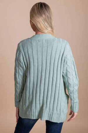 fall and winter mint green cardigan