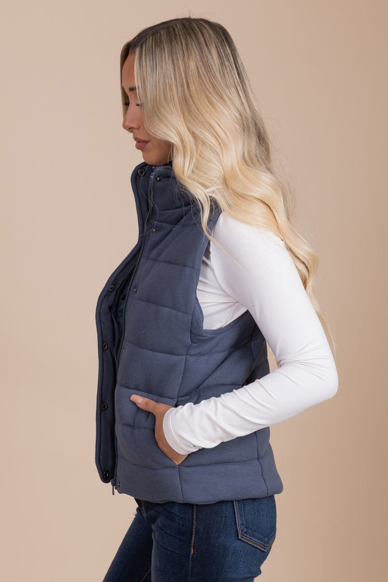 fall and winter blue vest