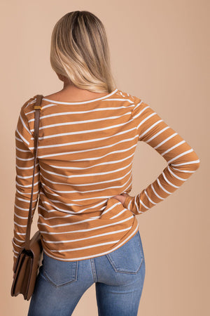 boutique women's striped long sleeve top