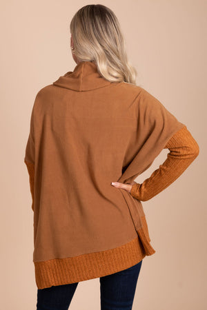 brown turtleneck sweater