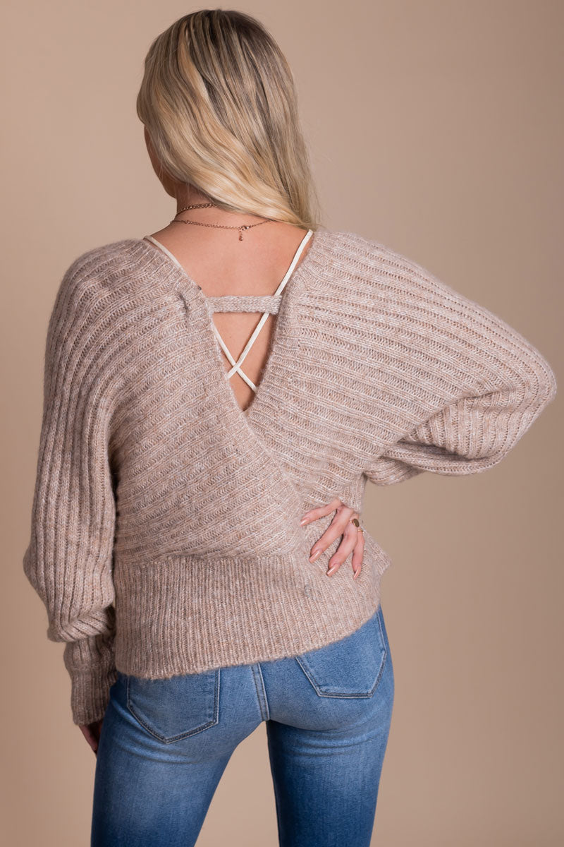 women's boutique wrap sweater top