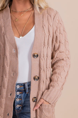 fall and winter knitted cardigan light brown