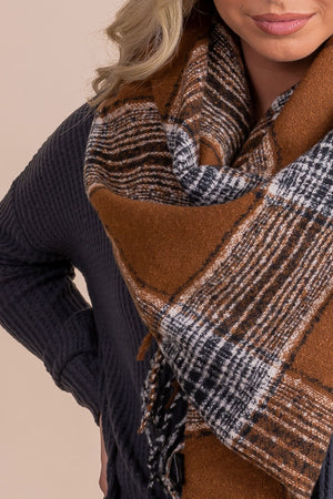 gray gingham scarf for fall and winter