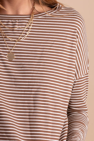 brown striped soft long sleeve