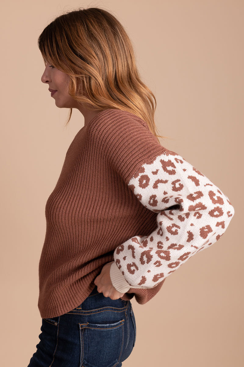 boutique women's animal print sweater