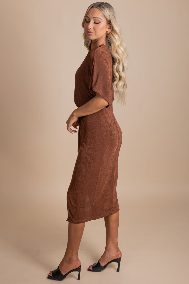 Midi dress in brown for women