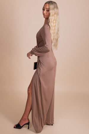 boutique women's long sleeve special occasion maxi dress