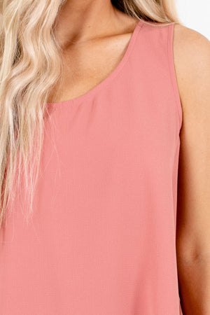 Rounded Neck Tank Top in Pink for Women