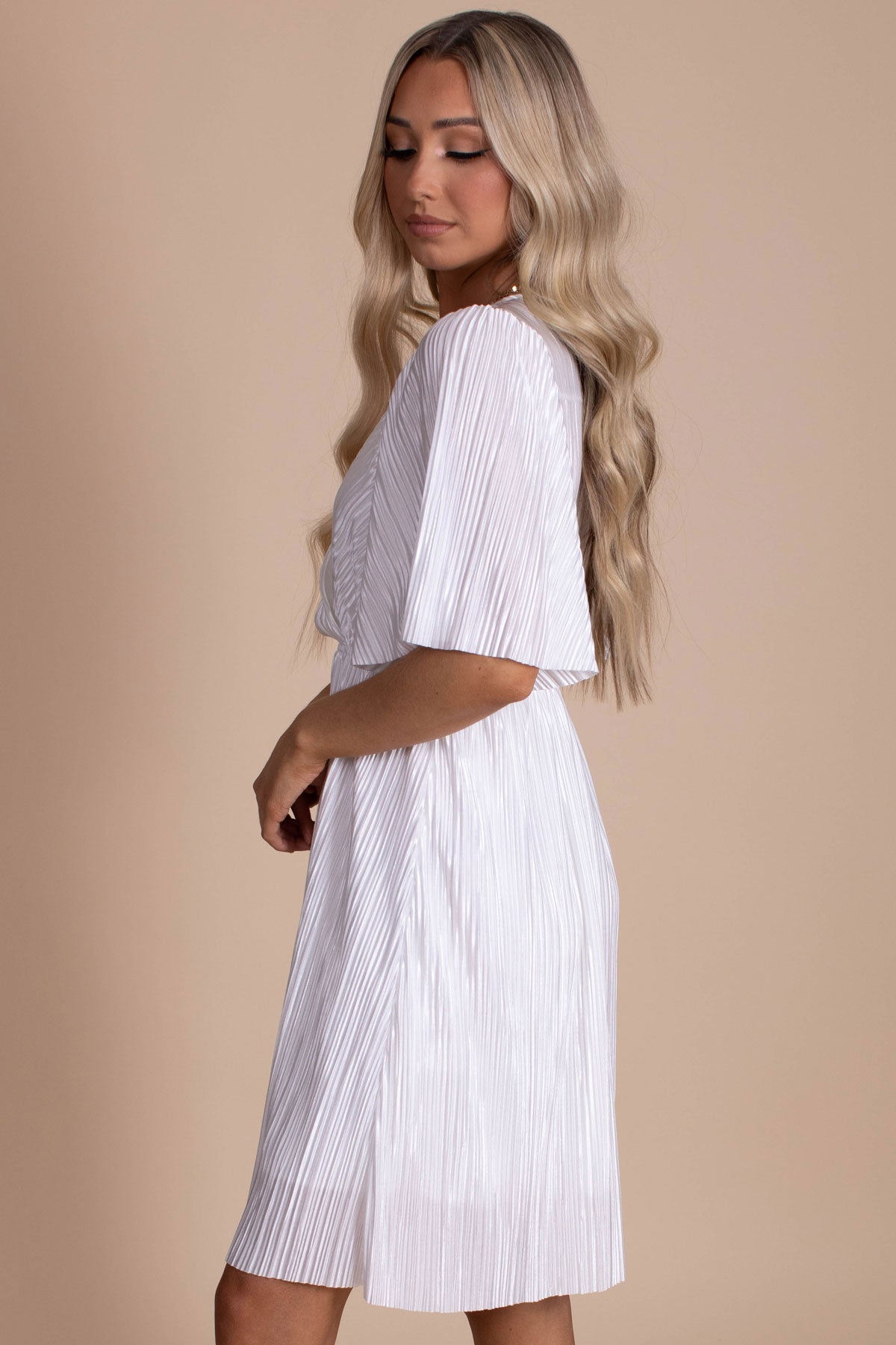 Flowy White Short Dress for Women