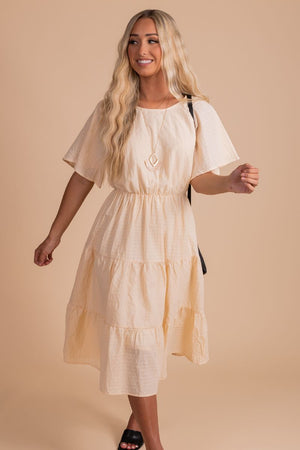 Cream Colored Midi Dress for Women