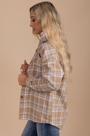 women's boutique fall plaid long sleeve top