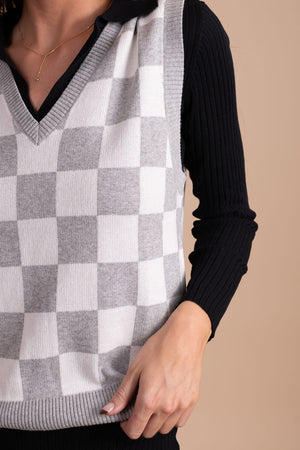 Live Your Life Checkered Sweater Vest