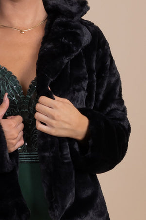 boutique women's faux fur winter coat with collar