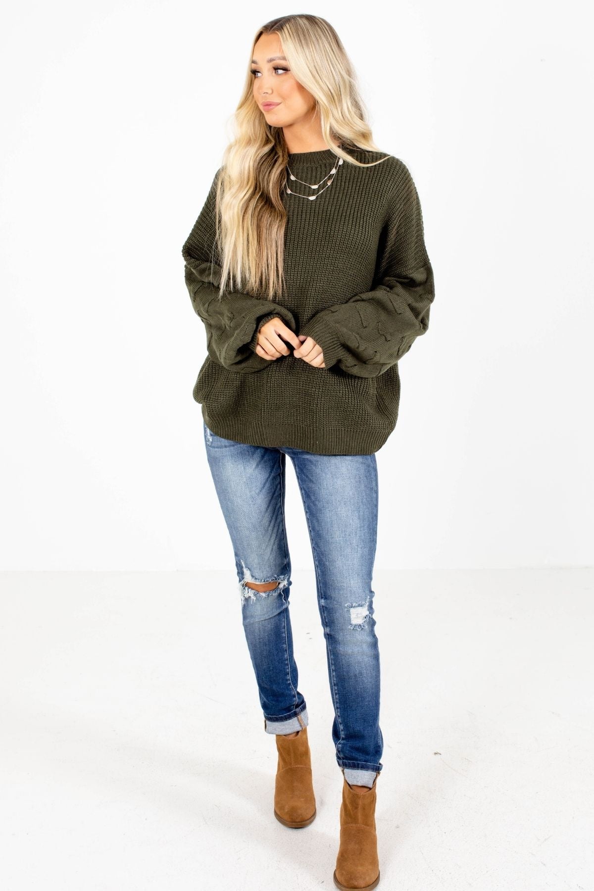Green Cute and Comfortable Boutique Sweaters for Women