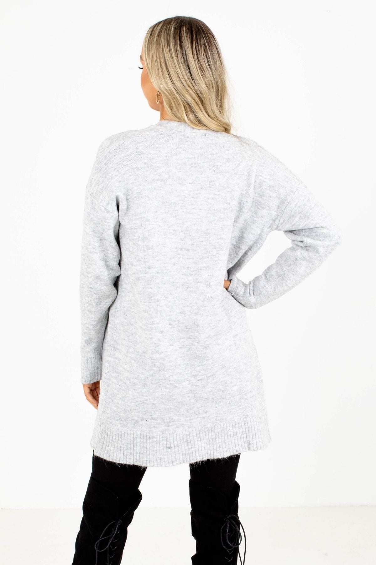 Women's Gray Cozy and Warm Boutique Cardigan