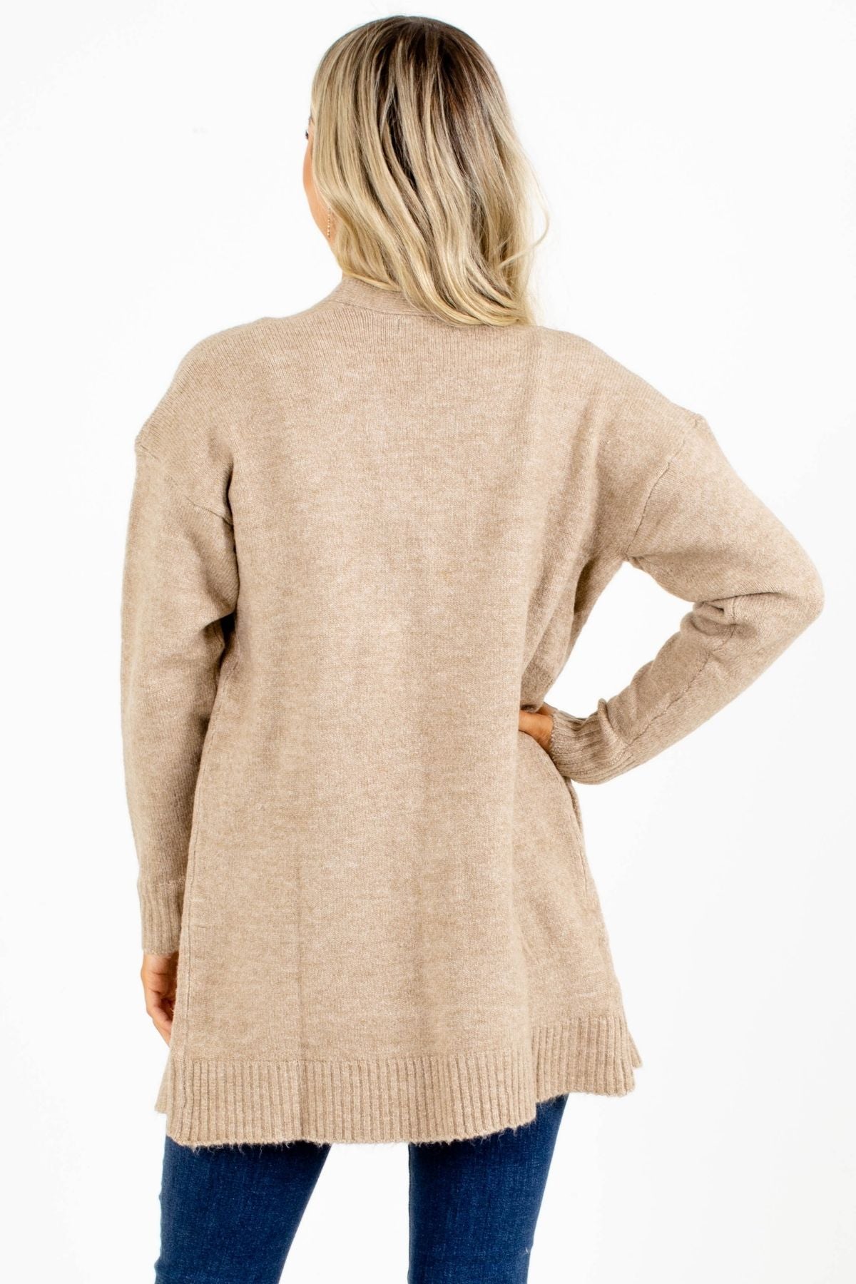 Women's Brown Boutique Cardigan with Pockets