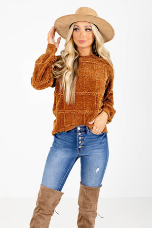 Brown Chenille Knit Material Boutique Sweaters for Women