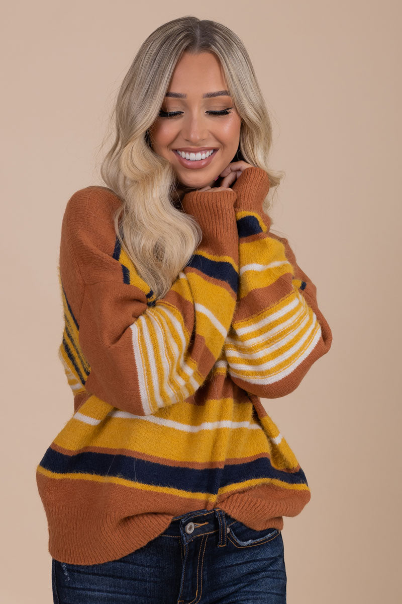 Cozy Fall Sweater with Stripes