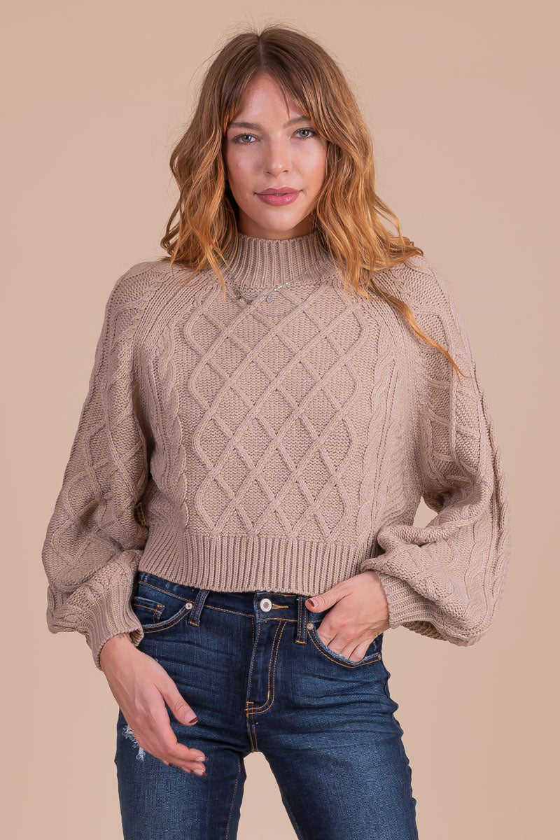 women's boutique cable knit sweater