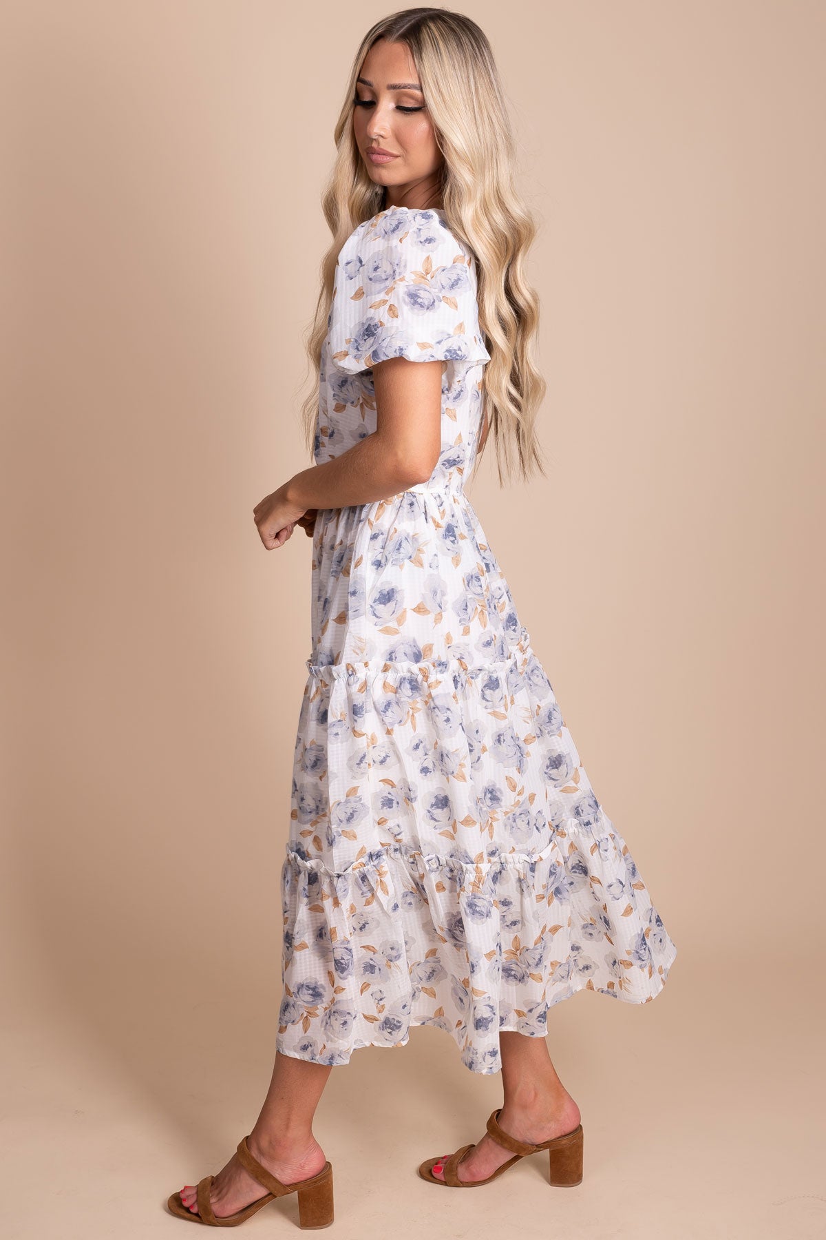 special occasion floral midi dress for women summer 2021 fashion