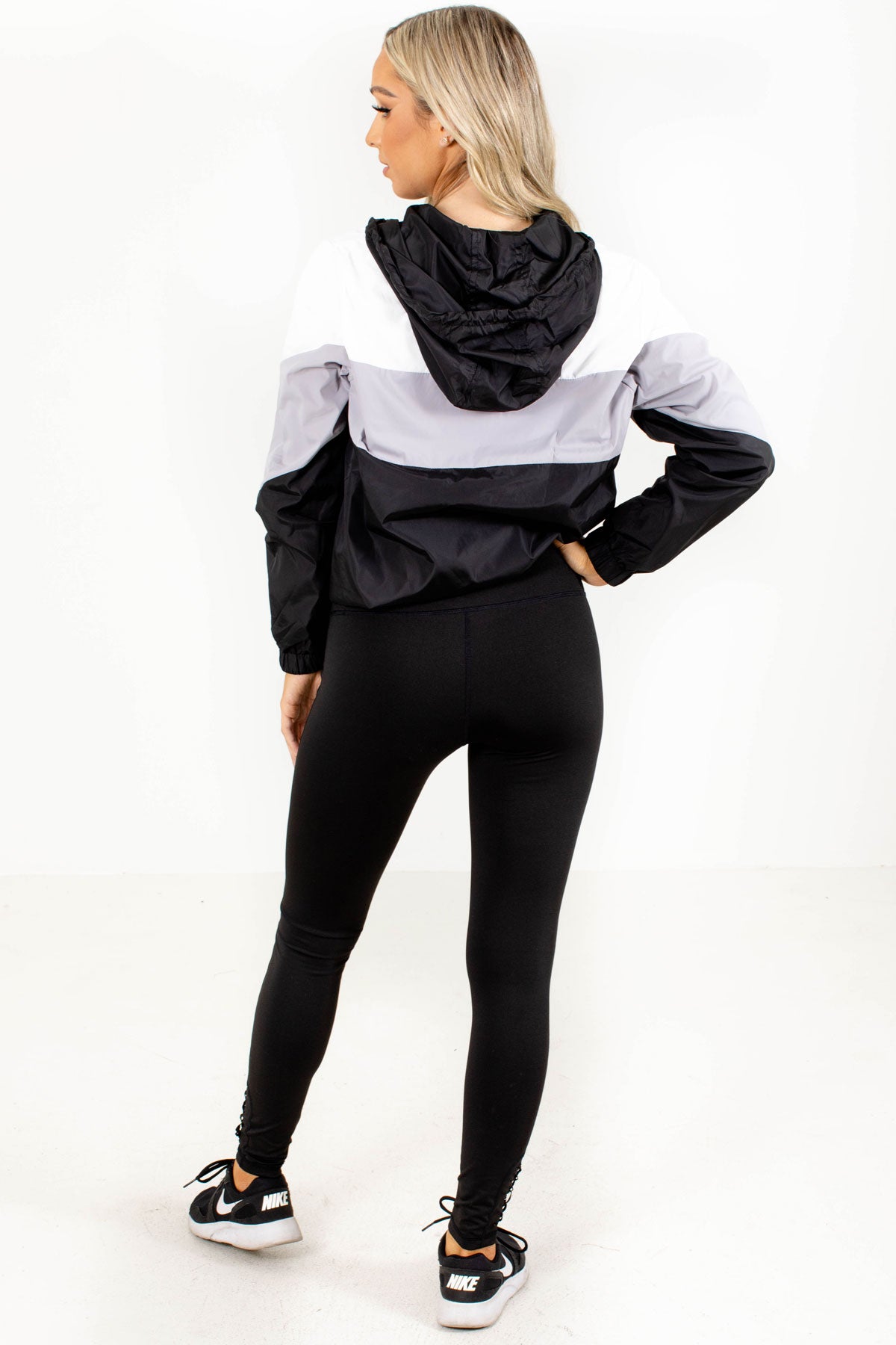 Neutral Colored Hooded Windbreaker for Women
