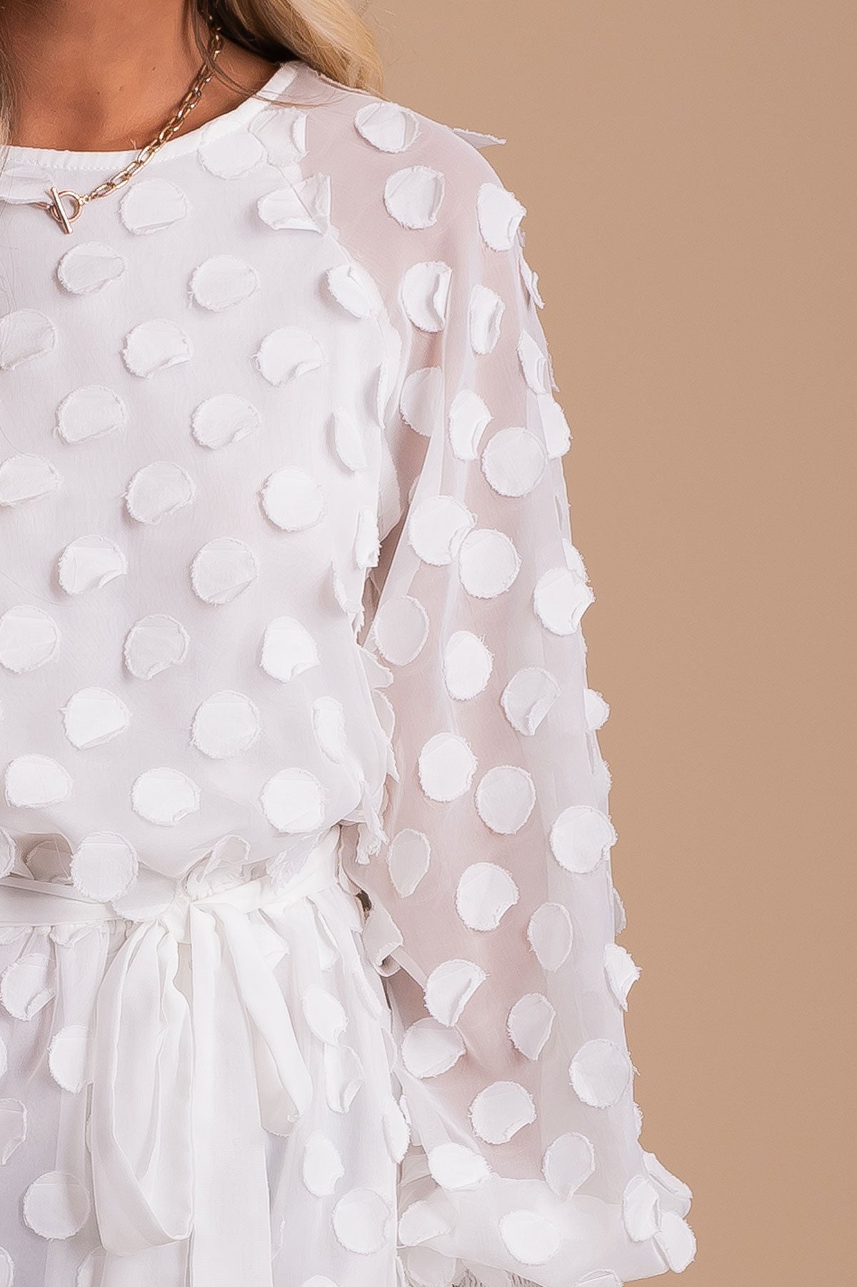 women's sheer polka dot long sleeved summer mini dress