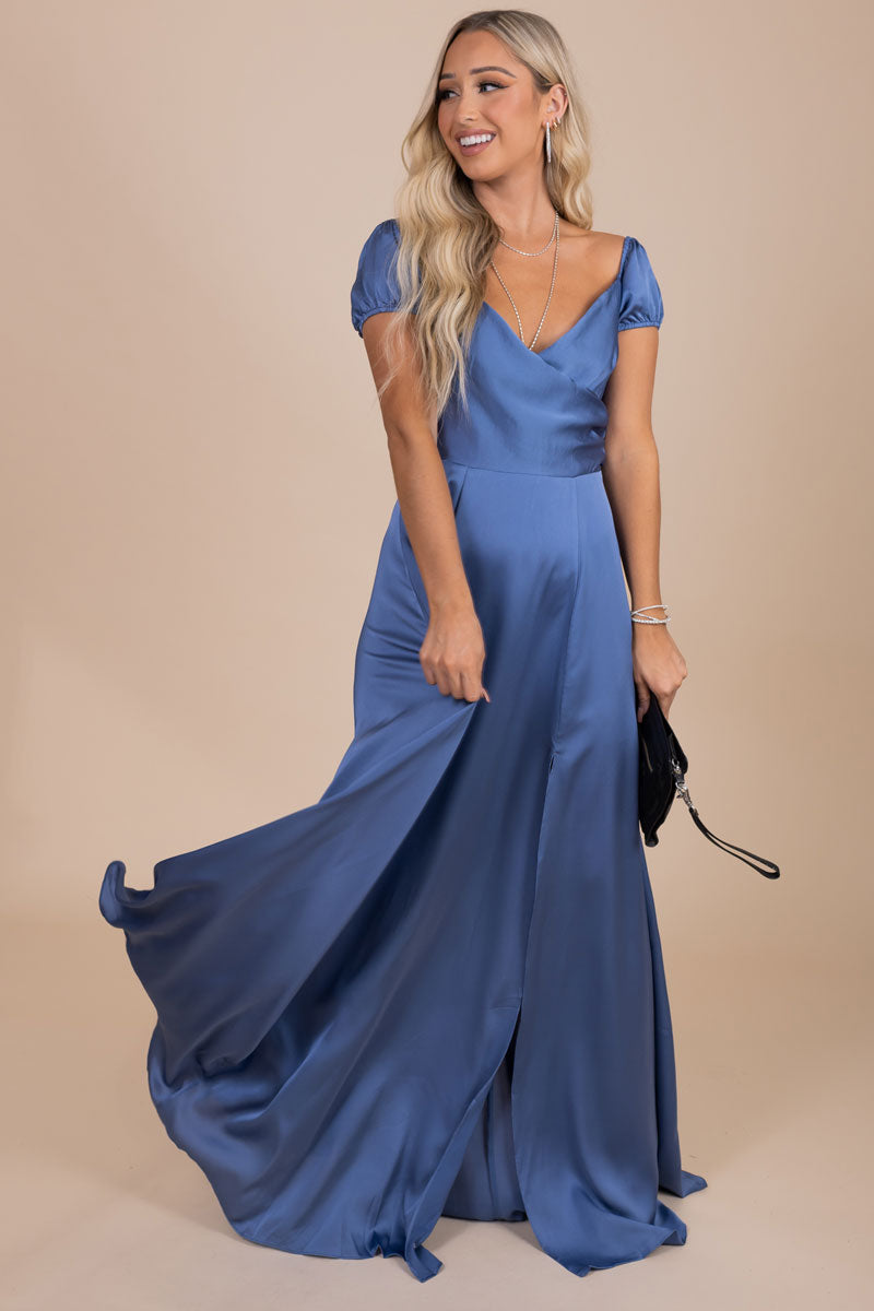 boutique light blue full length formal dress for any season