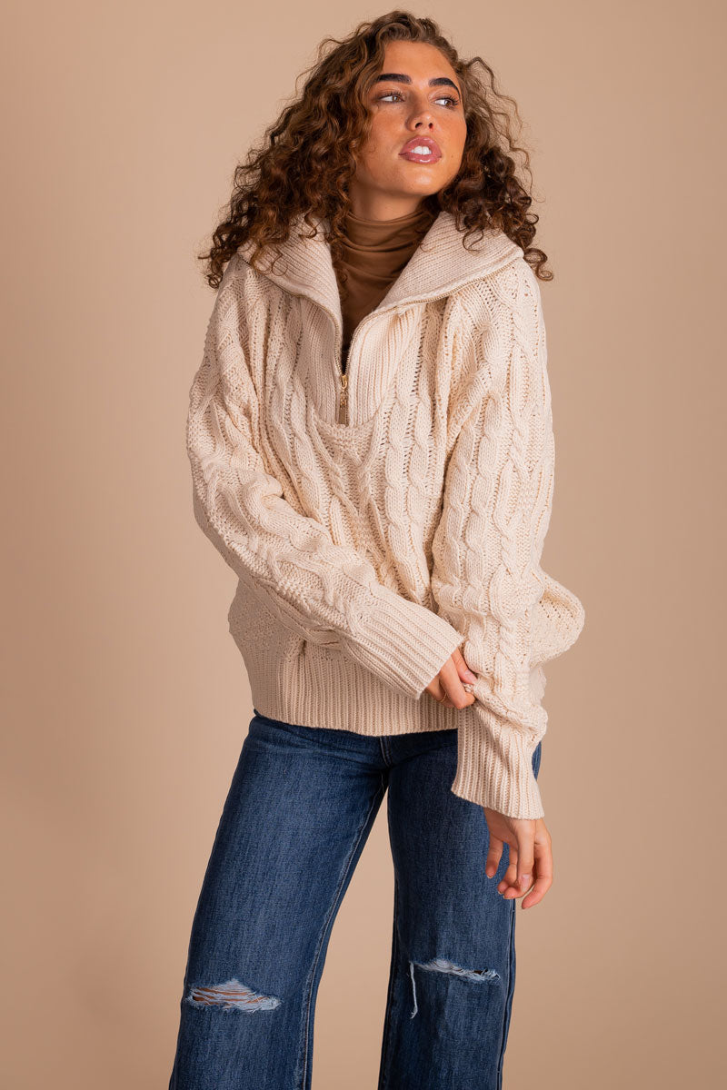 fall and winter oversized cableknit sweater