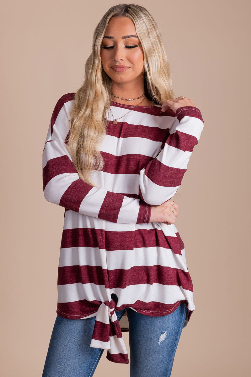 Red Striped Top for Women
