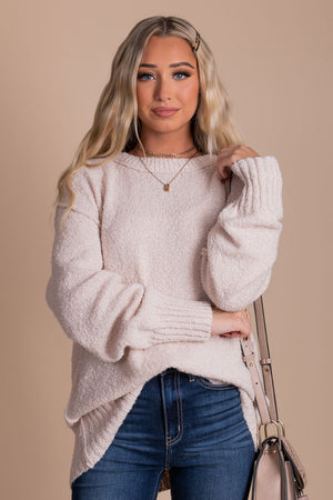 Women's Off White Fuzzy Sweater