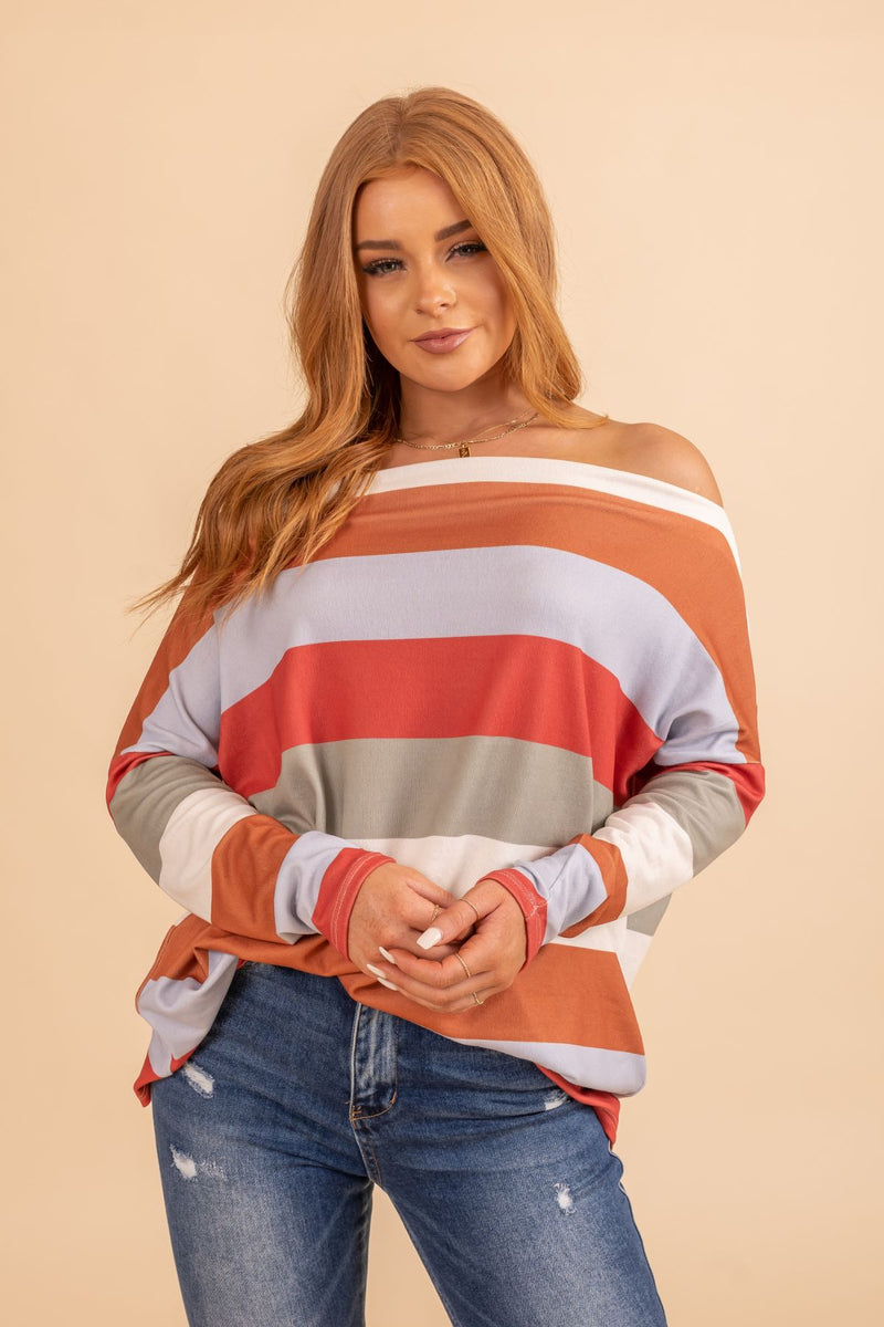 Living Loud Striped Wide Neck Top