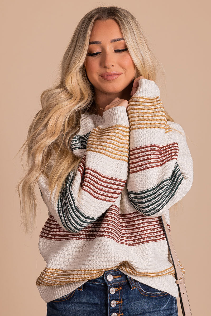 women's cozy striped sweater