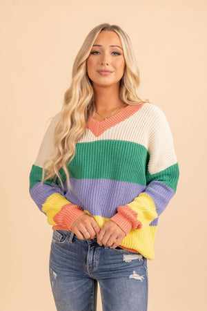 Color blocked woman's sweater
