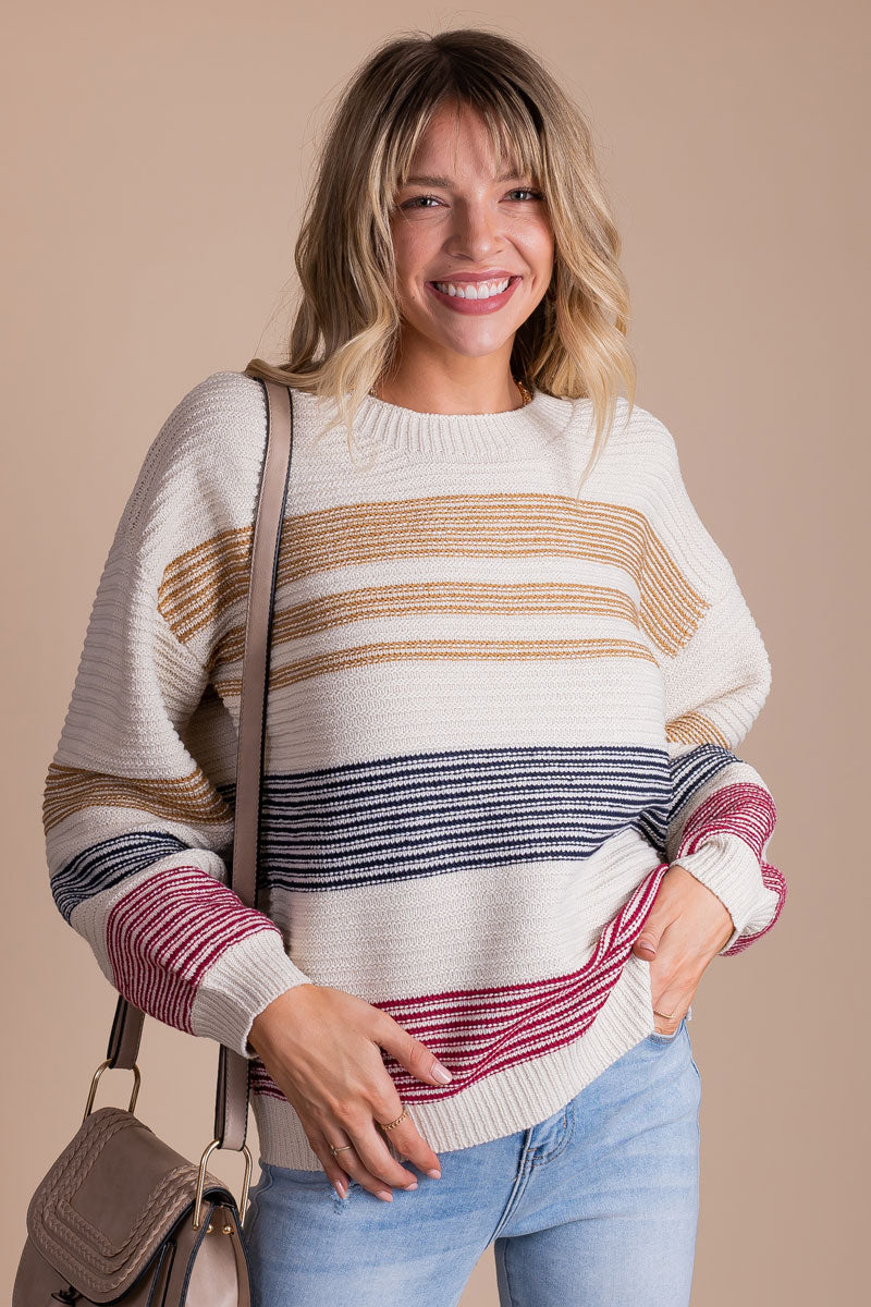 boutique striped sweater for fall