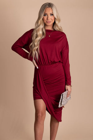 women's red bodycon dress for fall