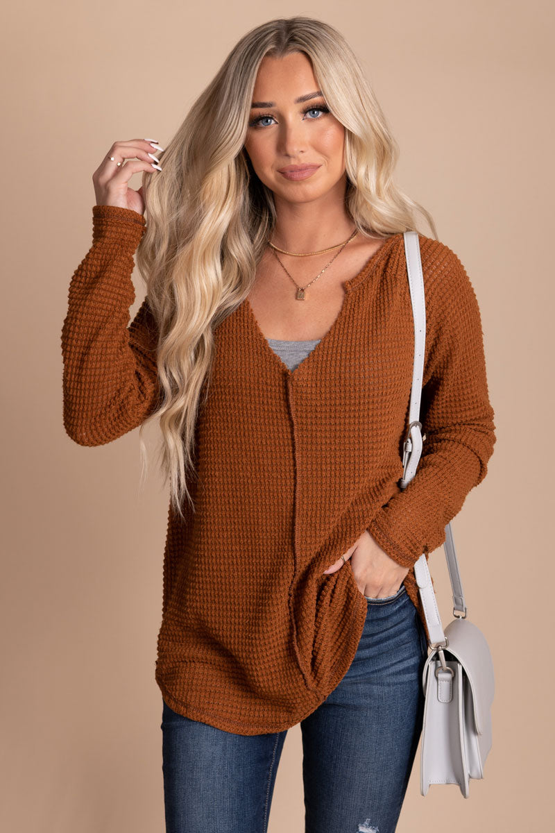 Turn A New Leaf V-Neck Sweater - Brown