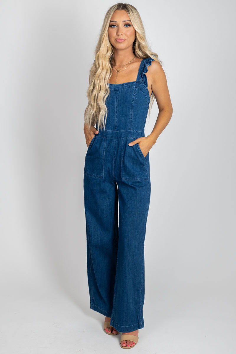 Hello Honey Blue Denim Romper