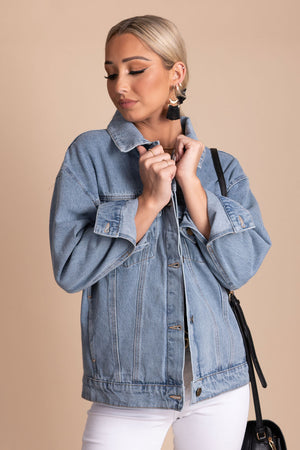 boutique denim jacket with pockets