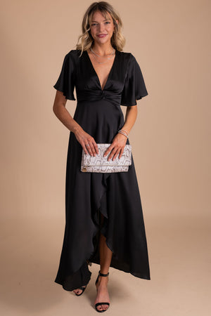 women's black v-neck maxi dress 