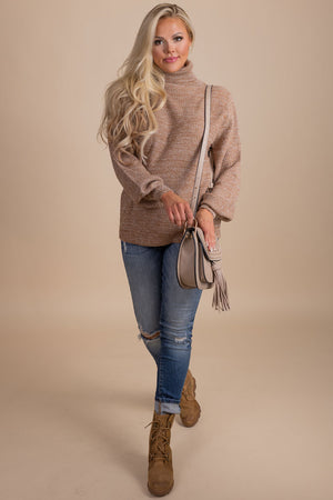 boutique knit brown turtleneck sweater