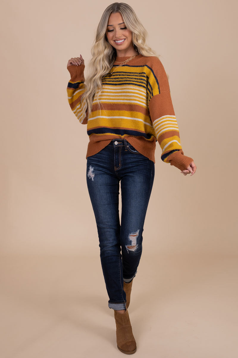 Fall Outfit with Pullover Striped Sweater