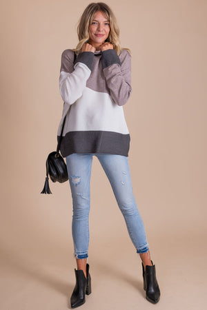 boutique women's long sleeve turtleneck sweater