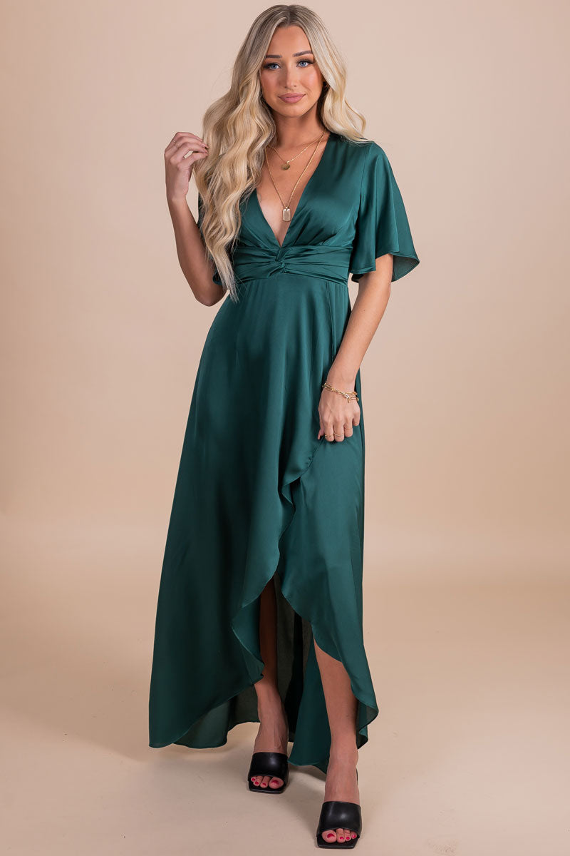 women's hunter green special occasion maxi dresses